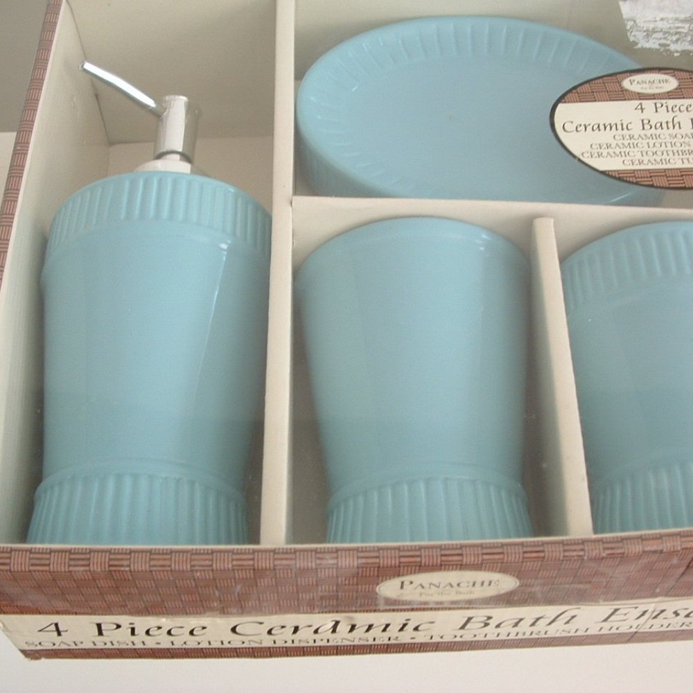 Aqua Ceramic Bath Ensemble 4 piece Set Panache Vanity Set